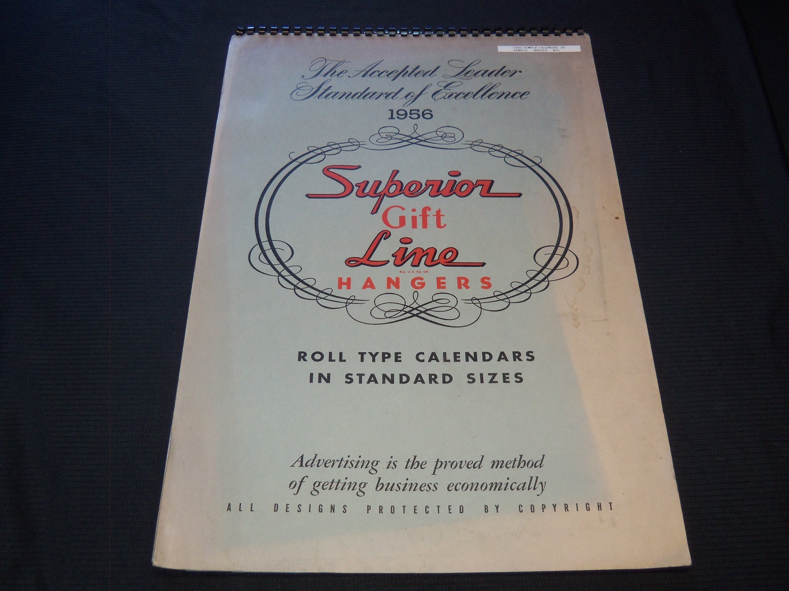 1956 SUPERIOR GIFT LINE HANGERS CALENDAR SALESMAN SAMPLE SHEETS BOOK - C 5 1956 SUPERIOR GIFT LINE HANGERS CALENDAR SALESMAN SAMPLE SHEETS BOOK - C 5