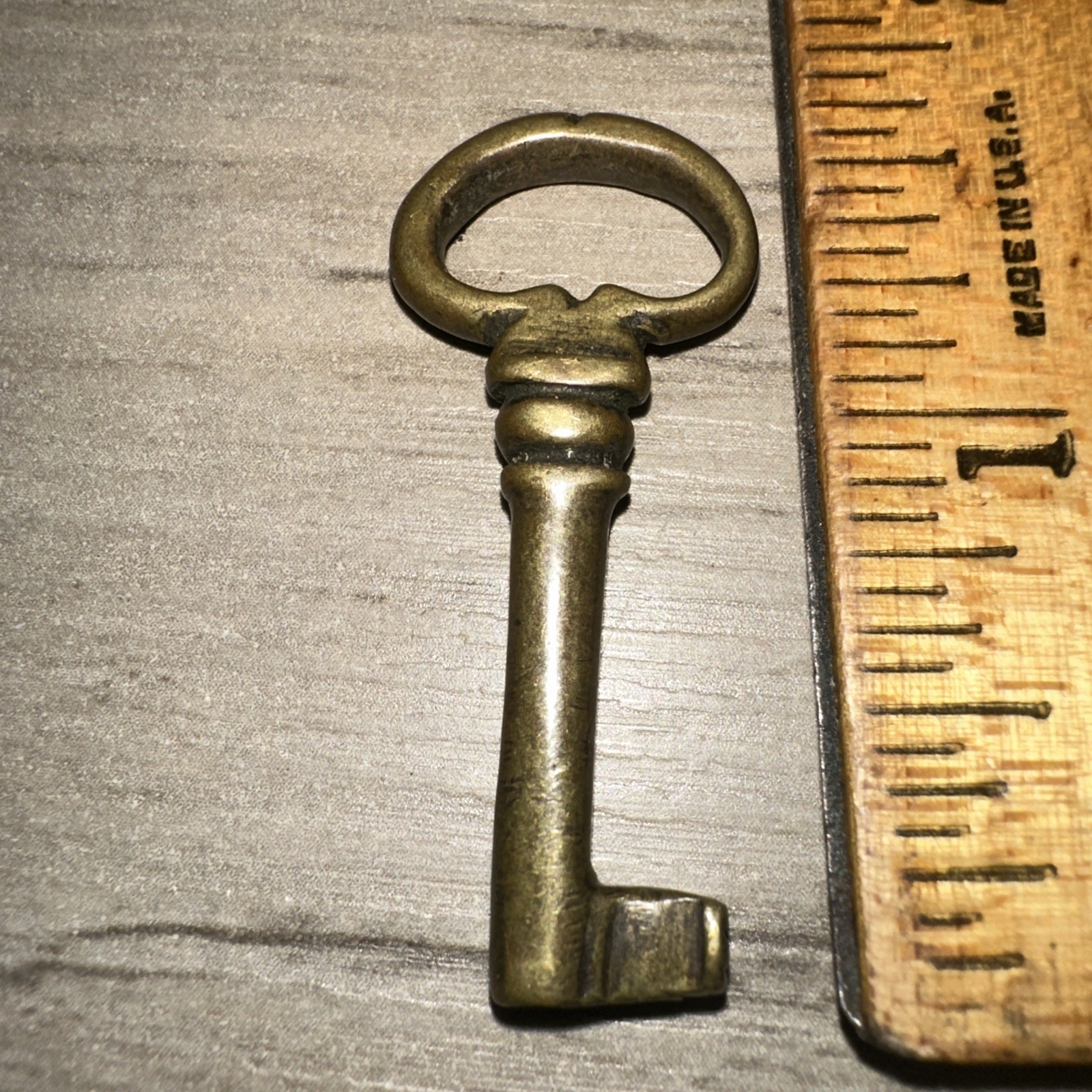 Antique Brass Skeleton Key Small Hollow Barrel Legit