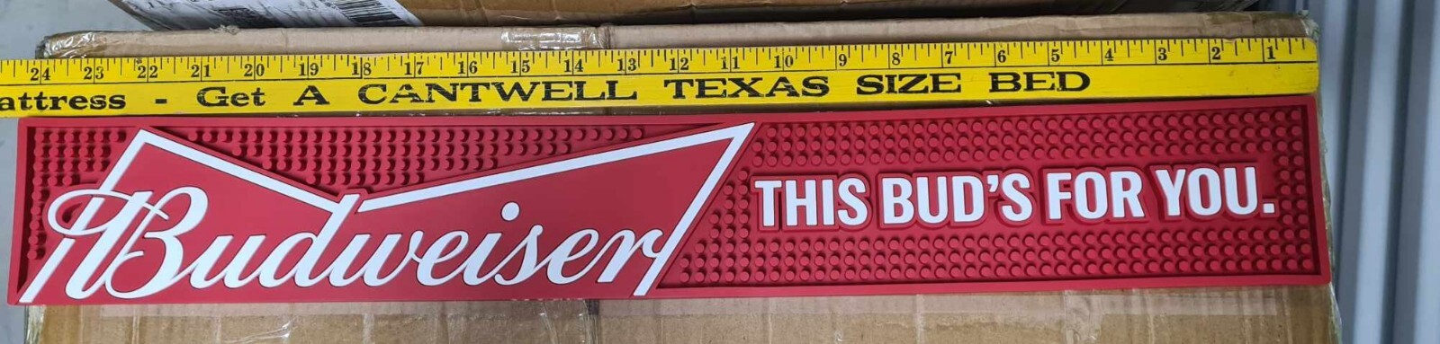 Budweiser  Bowtie Beer Rubber Bar Rail Runner Pour Spill Mat 24\