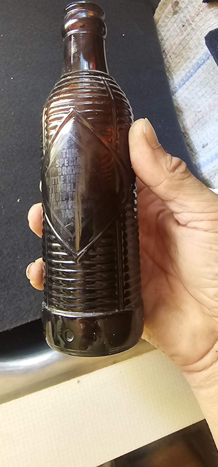 Vintage 1953 Orange Crush Amber Soda Bottle 7 oz Ribbed Duraglas G-1003 Alton IL