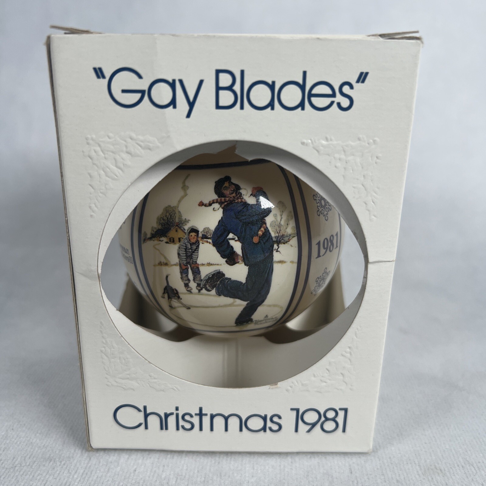 1981 Norman Rockwell Gay Blades Christmas Ornament Schmid