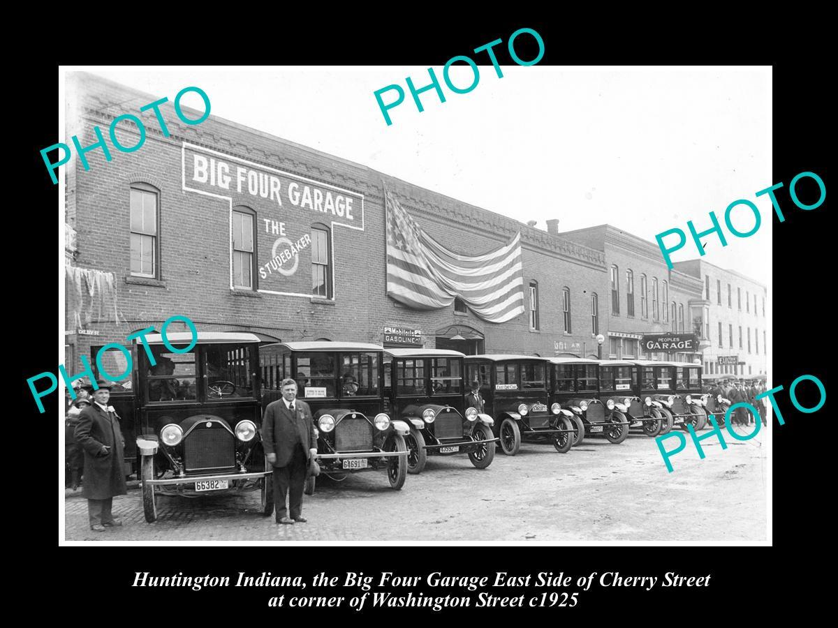 OLD LARGE HISTORIC PHOTO OF HUNTINGTON INDIANA THE BIG FOUR MOTOR GARAGE c1925