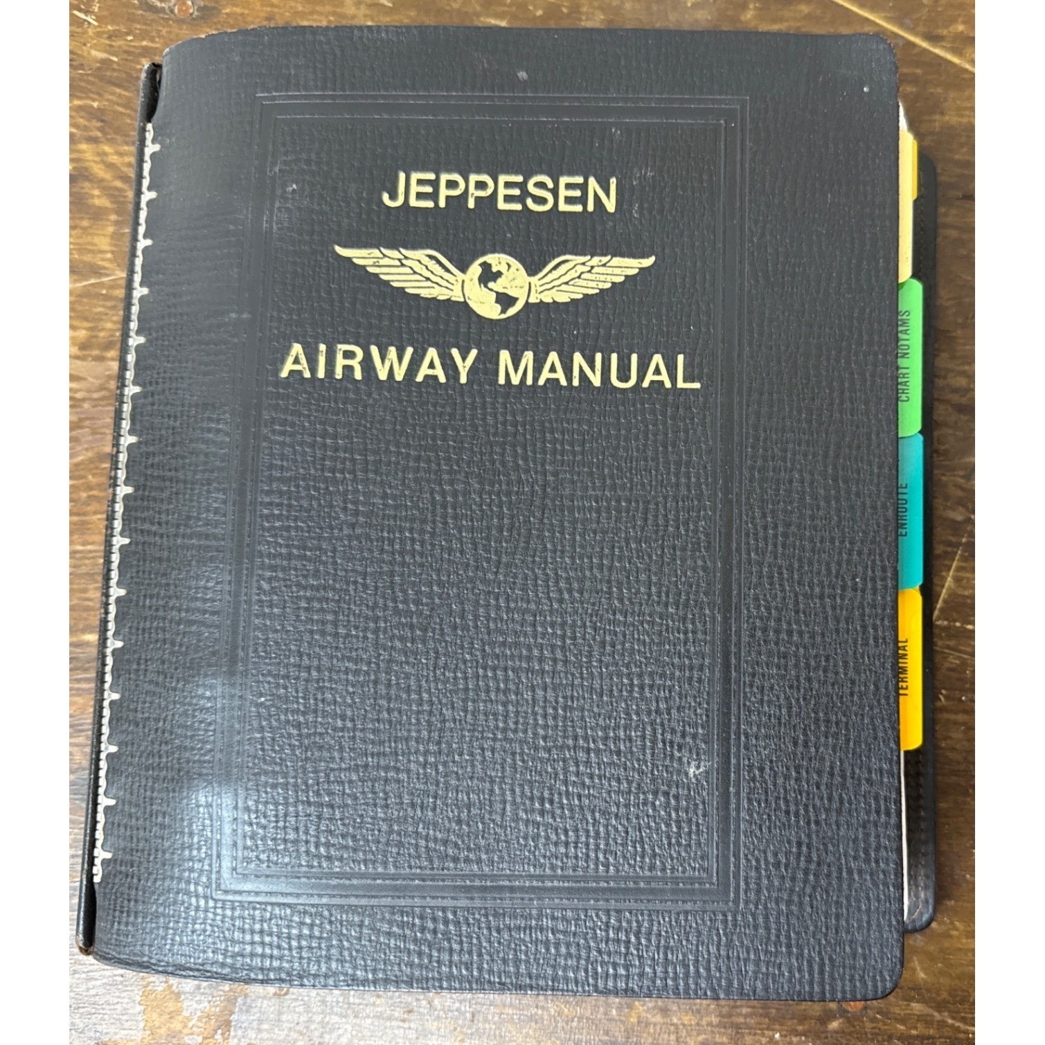 Vintage Jeppesen Airway Manual Leather 7 Ring Binder 2\