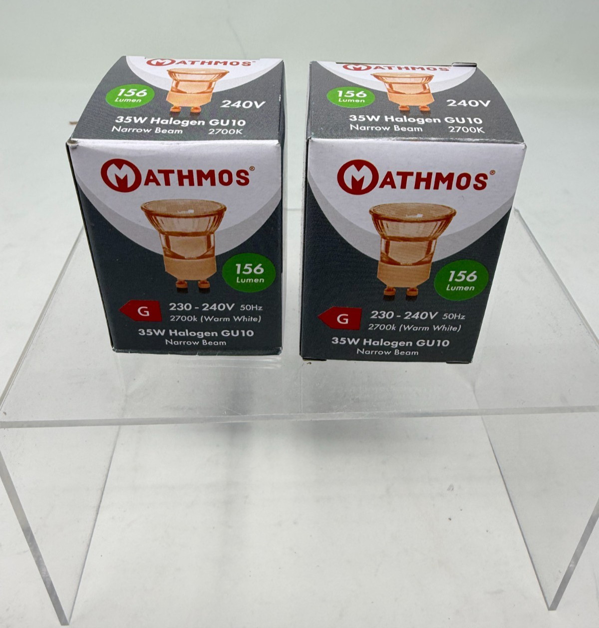 Mathmos 35W Halogen GU10 Bulbs 240V 2700K Warm White Lot of 2