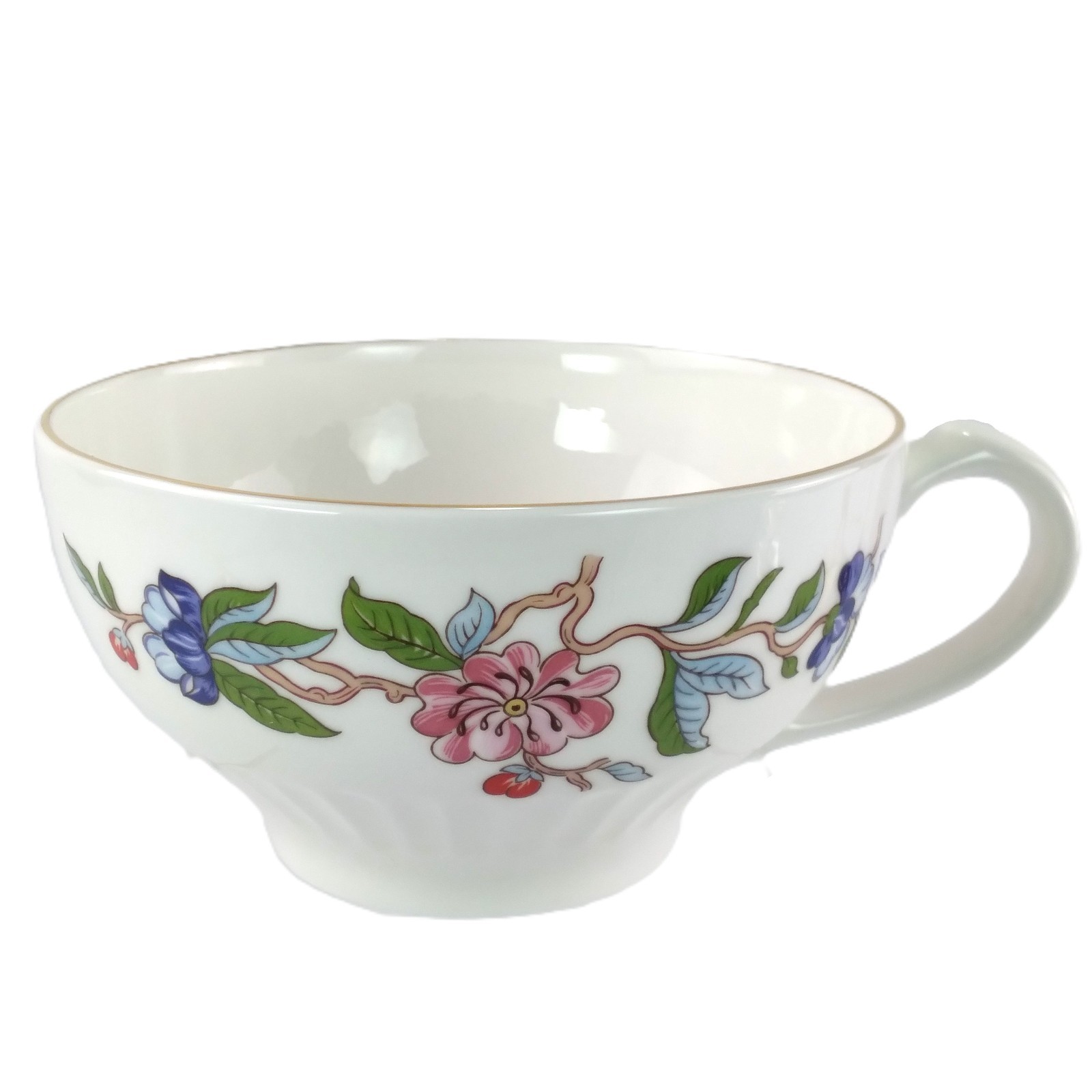AYNSLEY PEMBROKE Fine Bone China Tea Cup Pink & Blue Flowers Gold Trim England