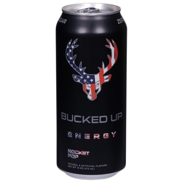Bucked Up Energy Sport Drink Rocket Pop Single Can Crash Free