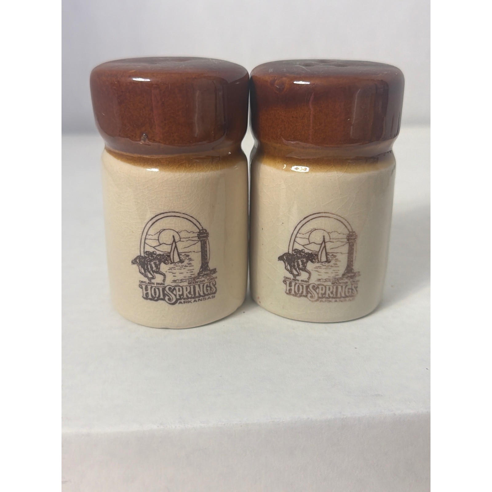 Vintage Lipco Hot Springs Arkansas Ceramic Salt and Pepper Shakers Oaklawn Park