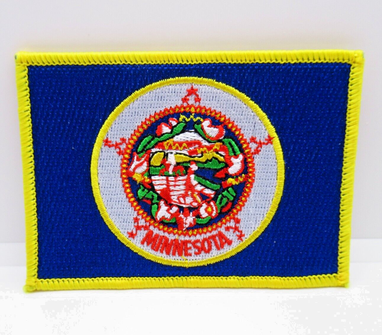 Minnesota Flag Patch Embroidered State Emblem Yellow Border Iron On
