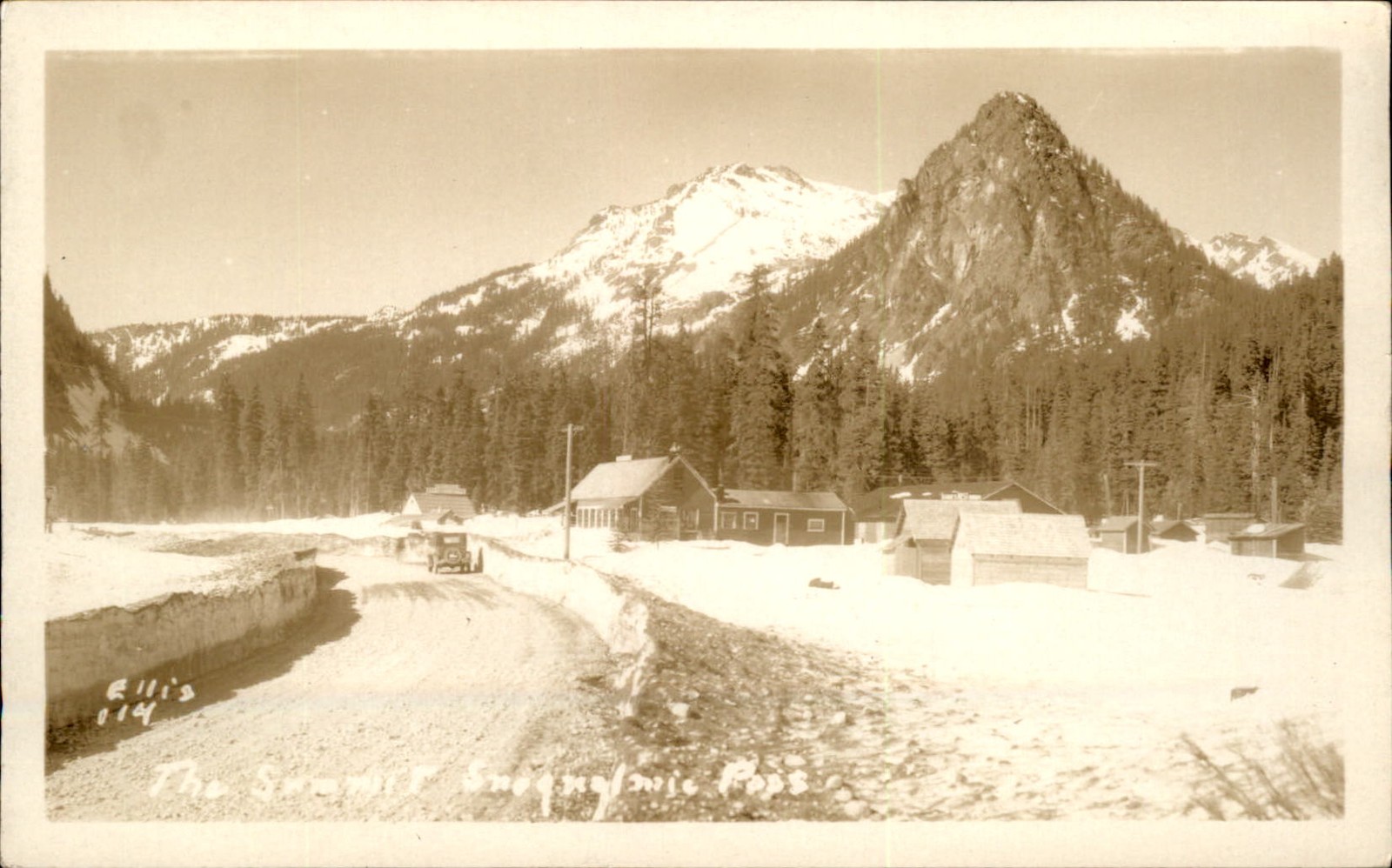 Snoqualmie Summit Mountain Road c1920s-30s Real Photo Vintage Postcard