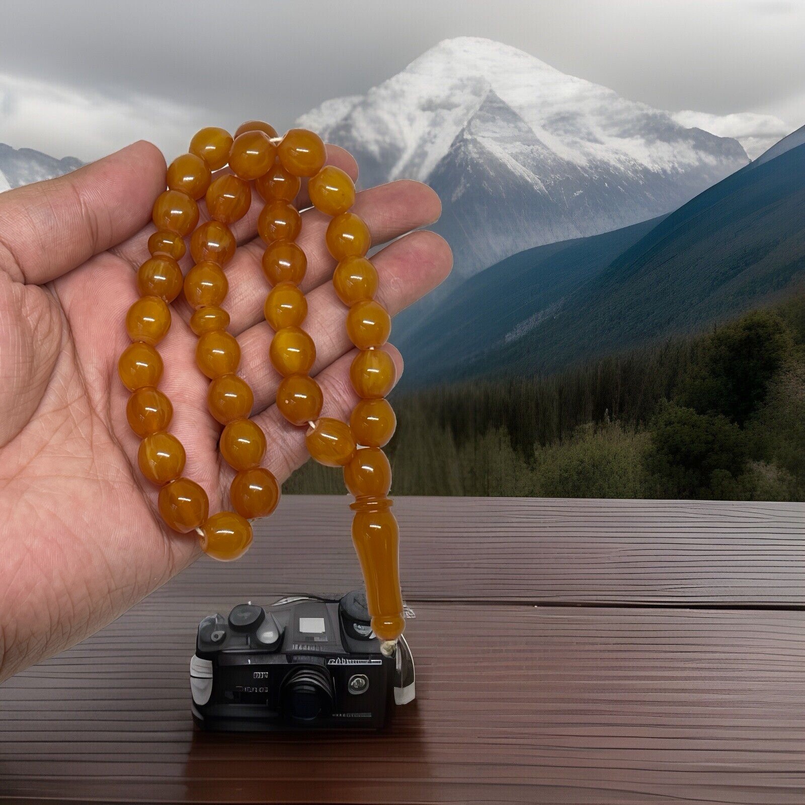 Old Real Antique Bakelite Amber Sandalos / Miski Rosary beads 38 Gram