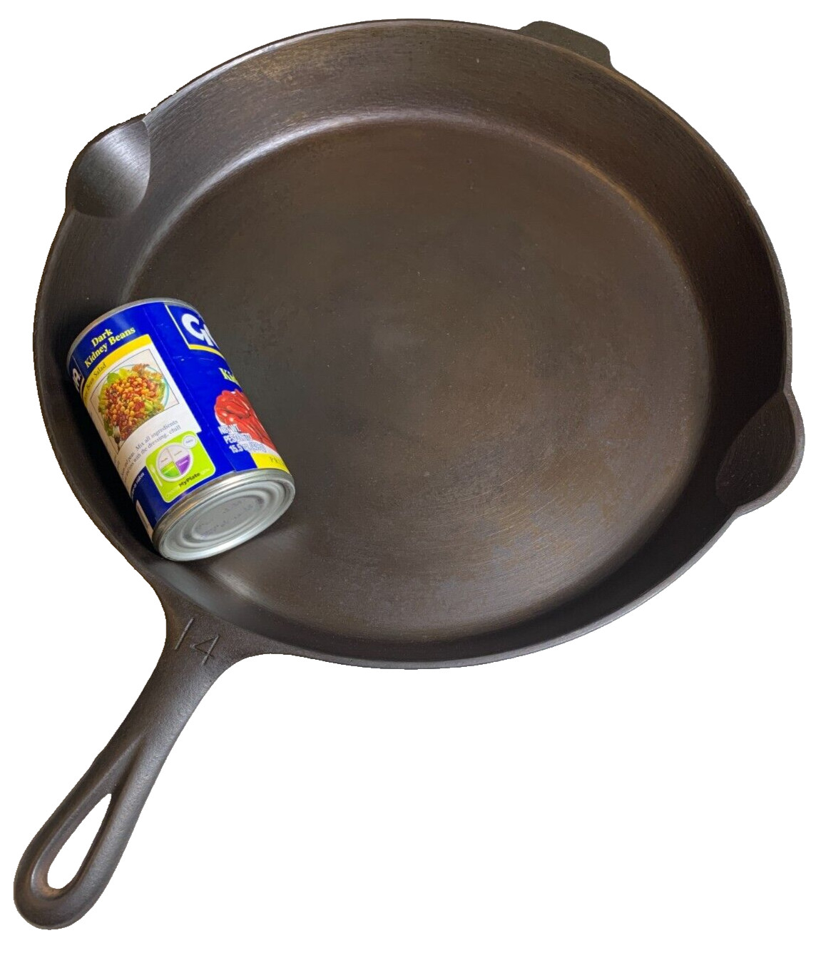 MASSIVE HUGE EXTRA LARGE Cast Iron Fry Pan Skillet #14 15.25