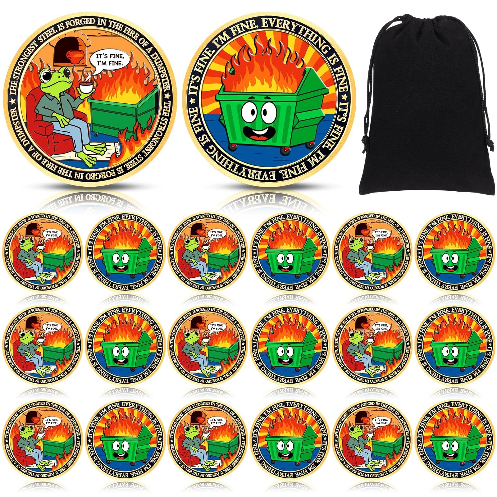 Seeloowy 24 Pcs Dumpster Fire Challenge Coins Bulk Christmas Funny Office Seeloowy 24 Pcs Dumpster Fire Challenge Coins Bulk Christmas Funny Office