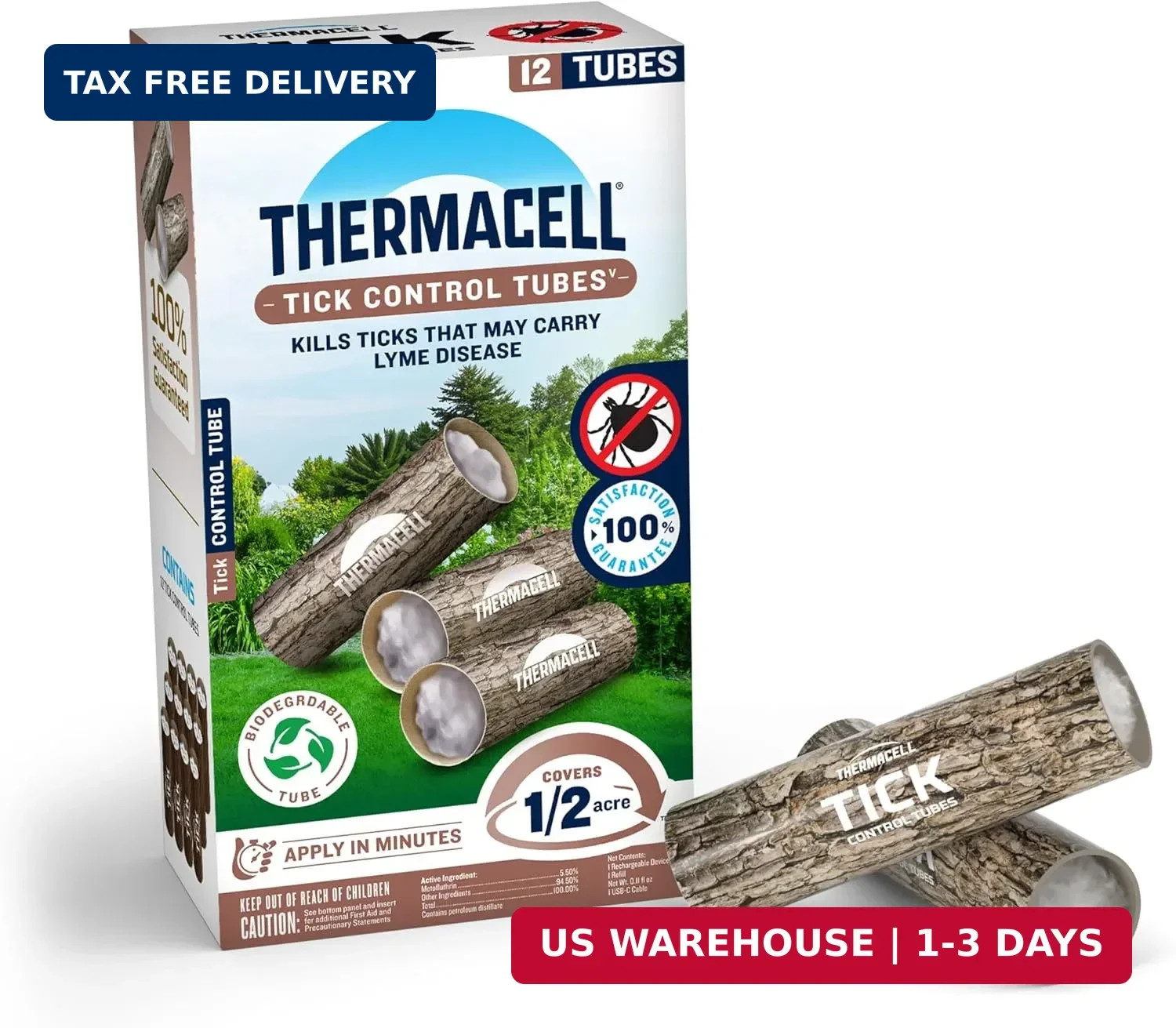 Tick Control Tubes; 12 Per Box; No Spray, Easy-to-Use; Kills Ticks Th