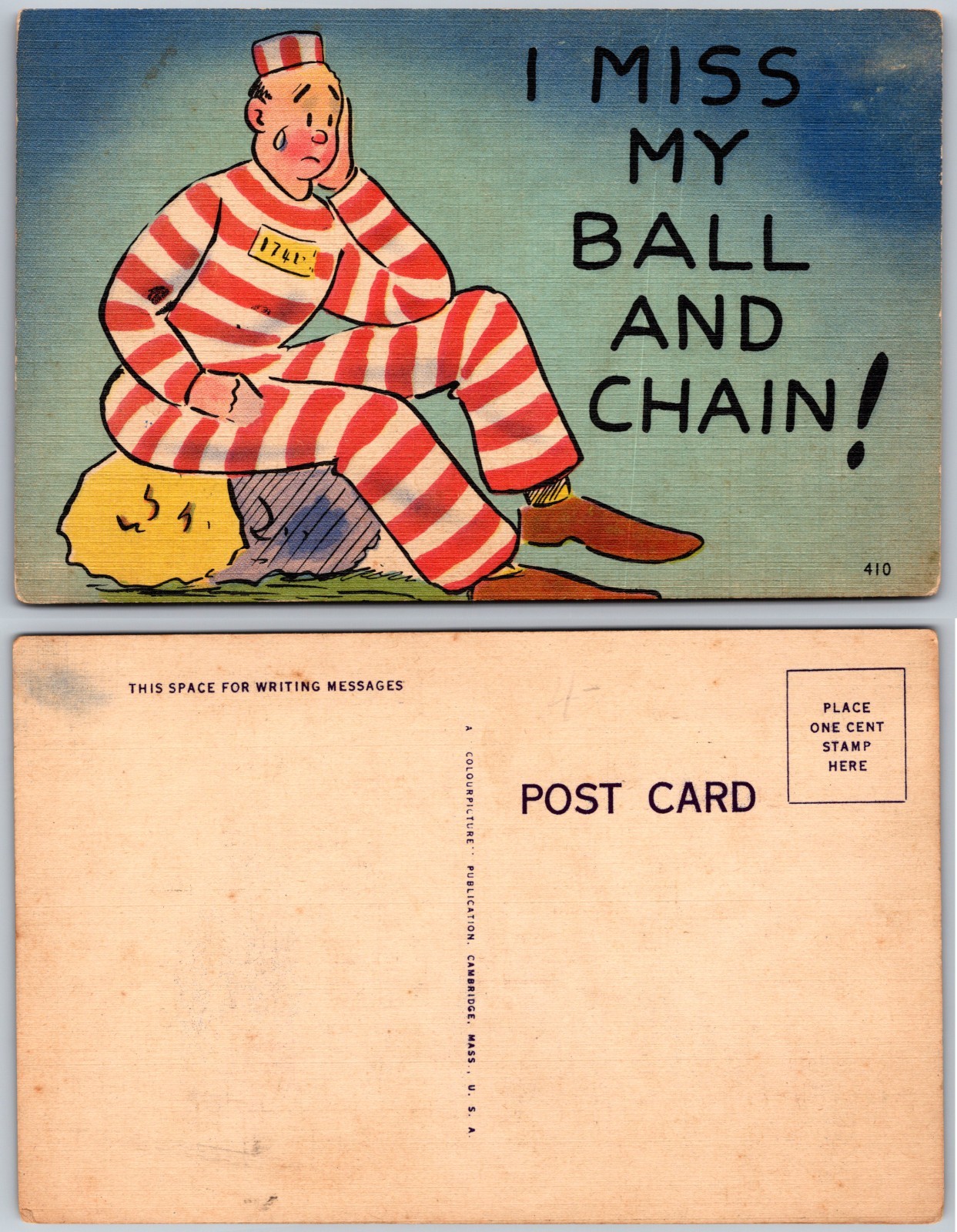Prisoner Humor Comic Postcard