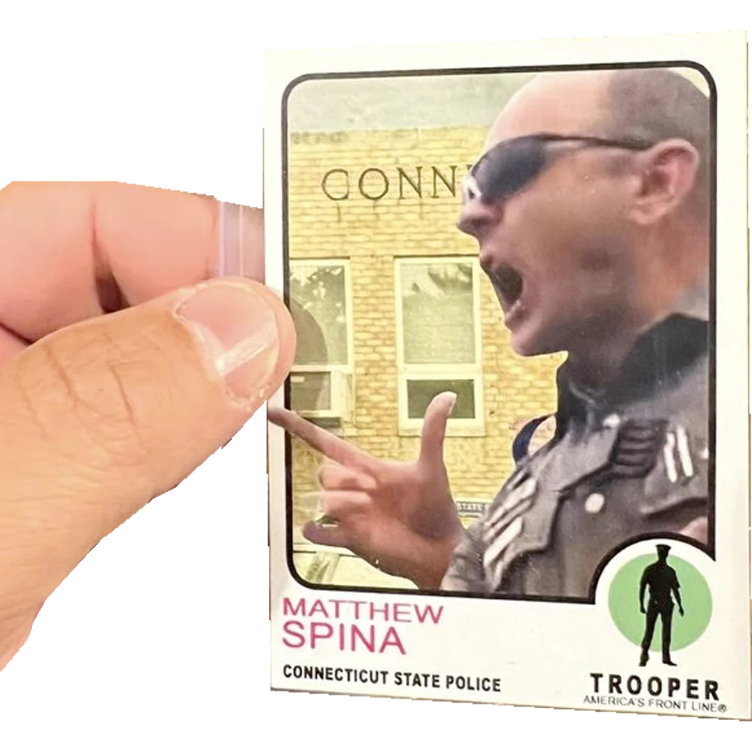 Trooper Spina Rookie baseball card style collectible CSP Connecticut State Polic