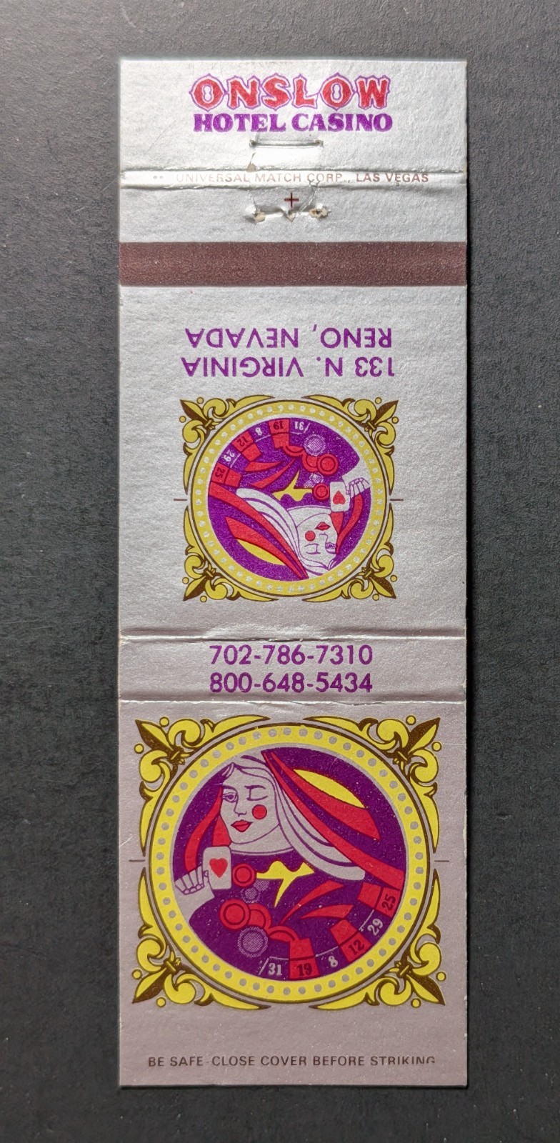 Vintage Onslow Casino Reno Nevada Matchbook Cover