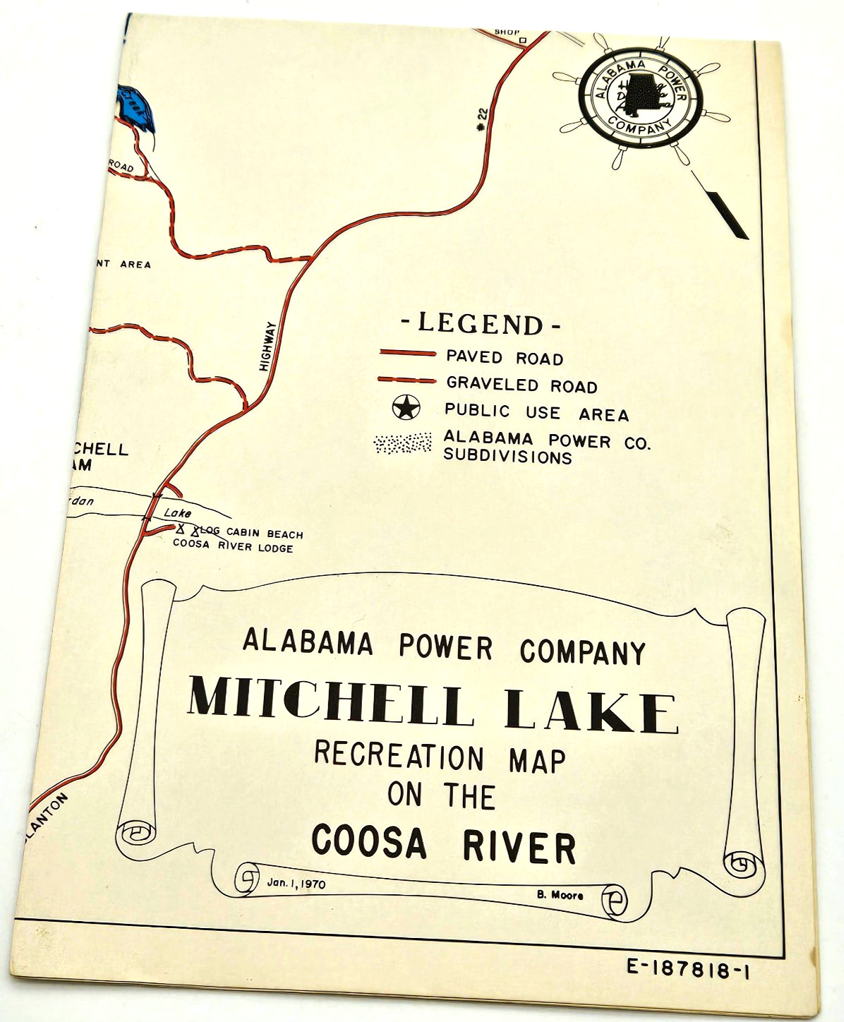 Alabama Power Company Mitchell Lake Recreation Map, Coosa River, 1970, Vintage Alabama Power Company Mitchell Lake Recreation Map, Coosa River, 1970, Vintage