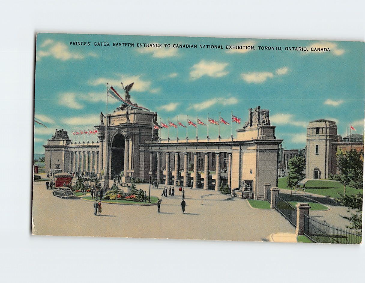 Postcard Prince's Gates Eastern Entrance to Canadian Nat'l Exhibition Canada