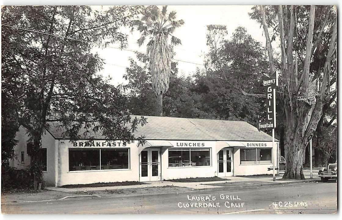 RPPC LAURA'S GRILL Roadside CLOVERDALE, CA Sonoma County 1950s Laws Photo RPPC LAURA'S GRILL Roadside CLOVERDALE, CA Sonoma County 1950s Laws Photo