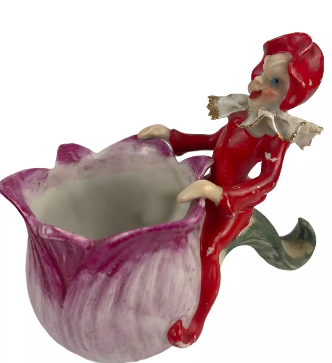 Christmas Elf Pixie Pink Porcelain Figurine Vase Elf Christmas Occupied Japan