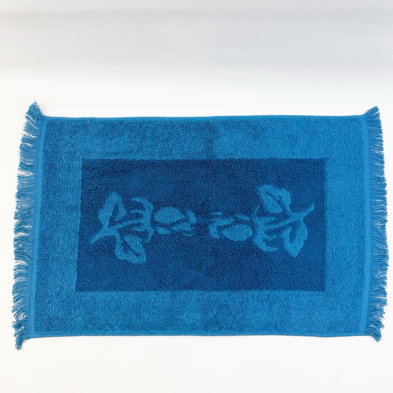 NEW Vintage Sears Royal Touch Floral Hand Towel Granny Core Blue Rose Fringe