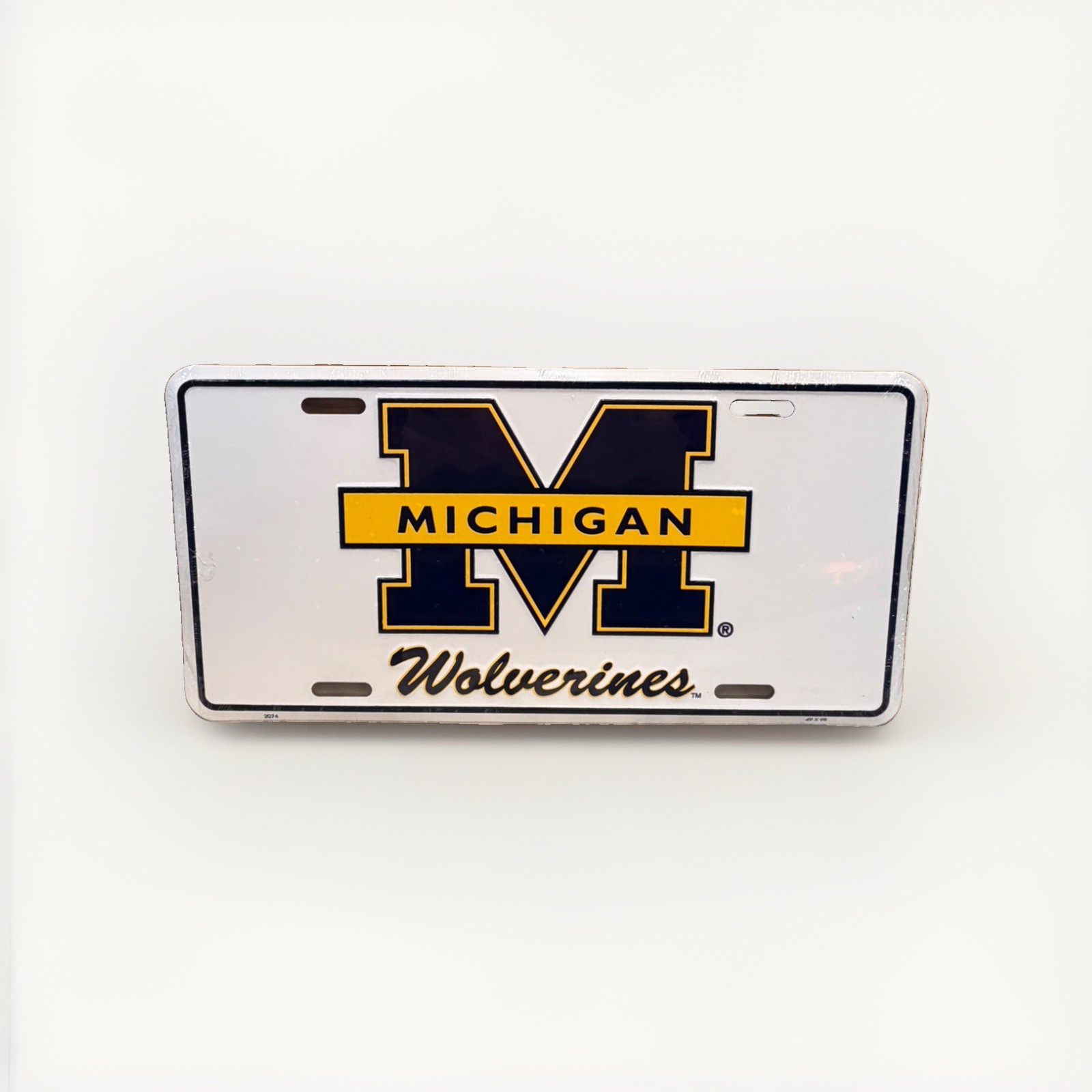 Michigan Wolverines White Aluminum License Plate Official NCAA Vanity
