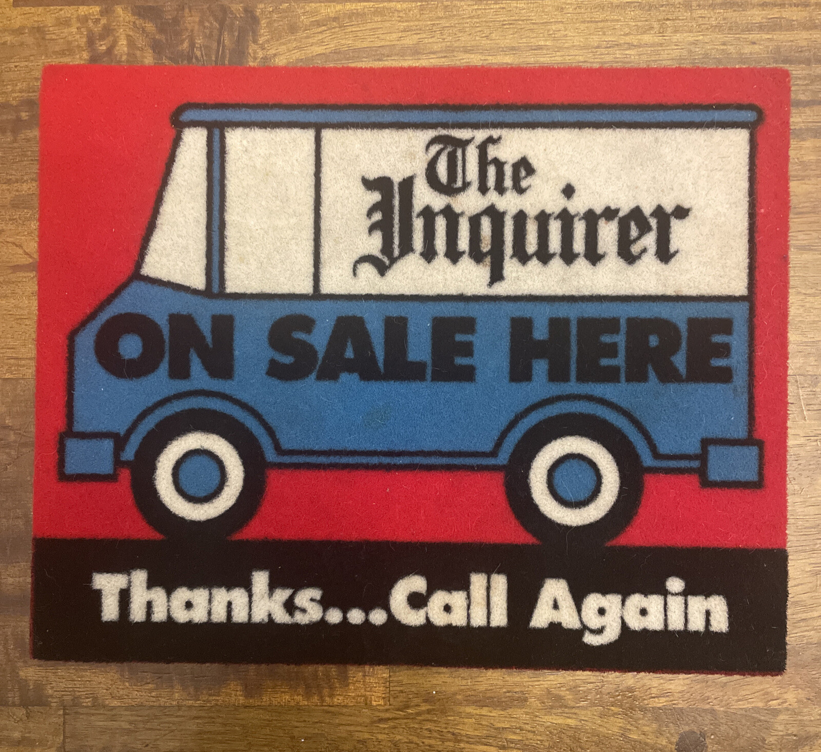 Vintage Philadelphia Inquirer Newspaper Advertising Carpet Counter Top Sign Vintage Philadelphia Inquirer Newspaper Advertising Carpet Counter Top Sign