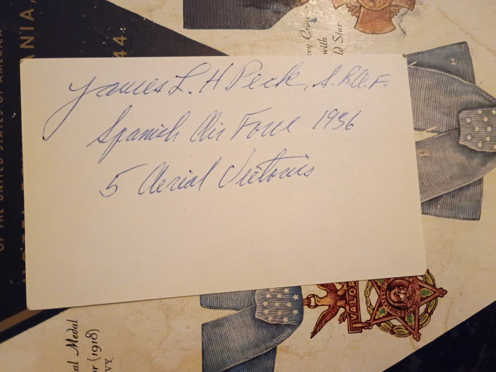 JAMES L. H. PECK Black American Pilot Flew in Spanish Civil War Signed 3x5 Card