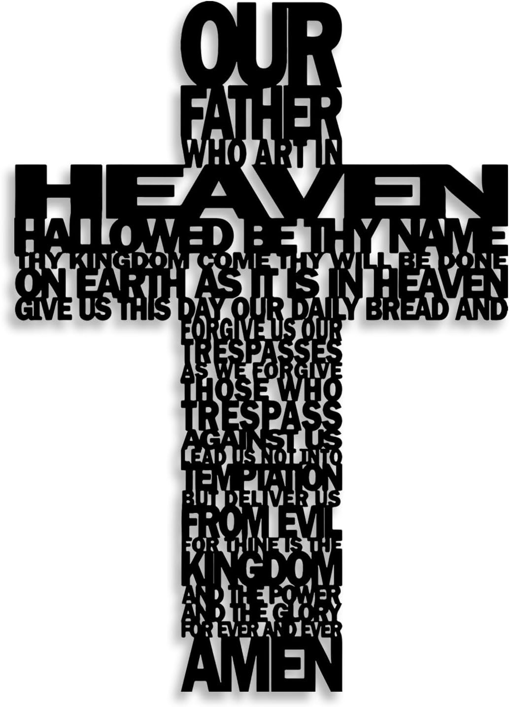 Metal Cross Wall Decor - Rustic Farmhouse Decor Black Prayer Text Cross Wall Art