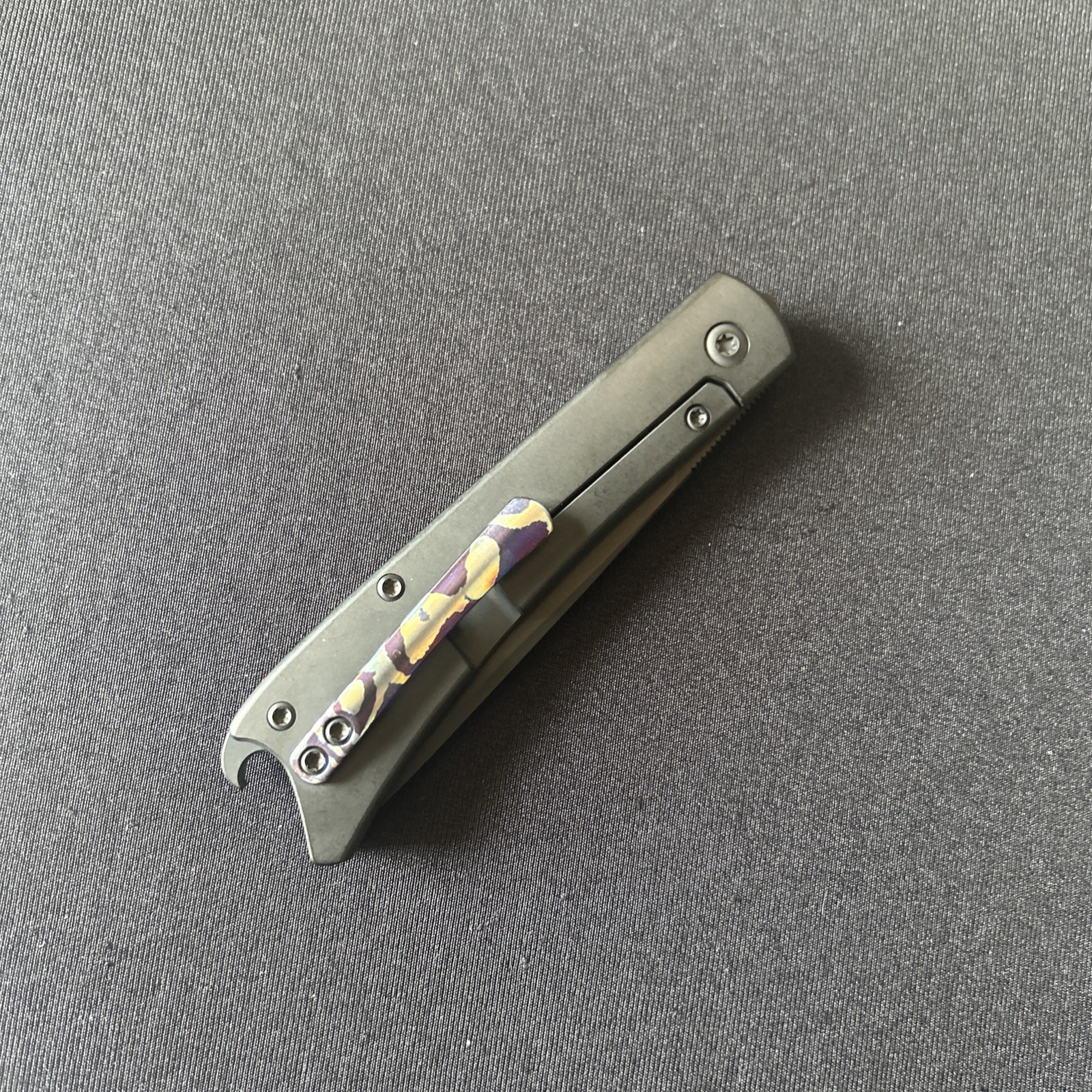 ESNYX Silver Line Beer Buster MokuTi Clip Frame Lock Knife Black PVD Ti