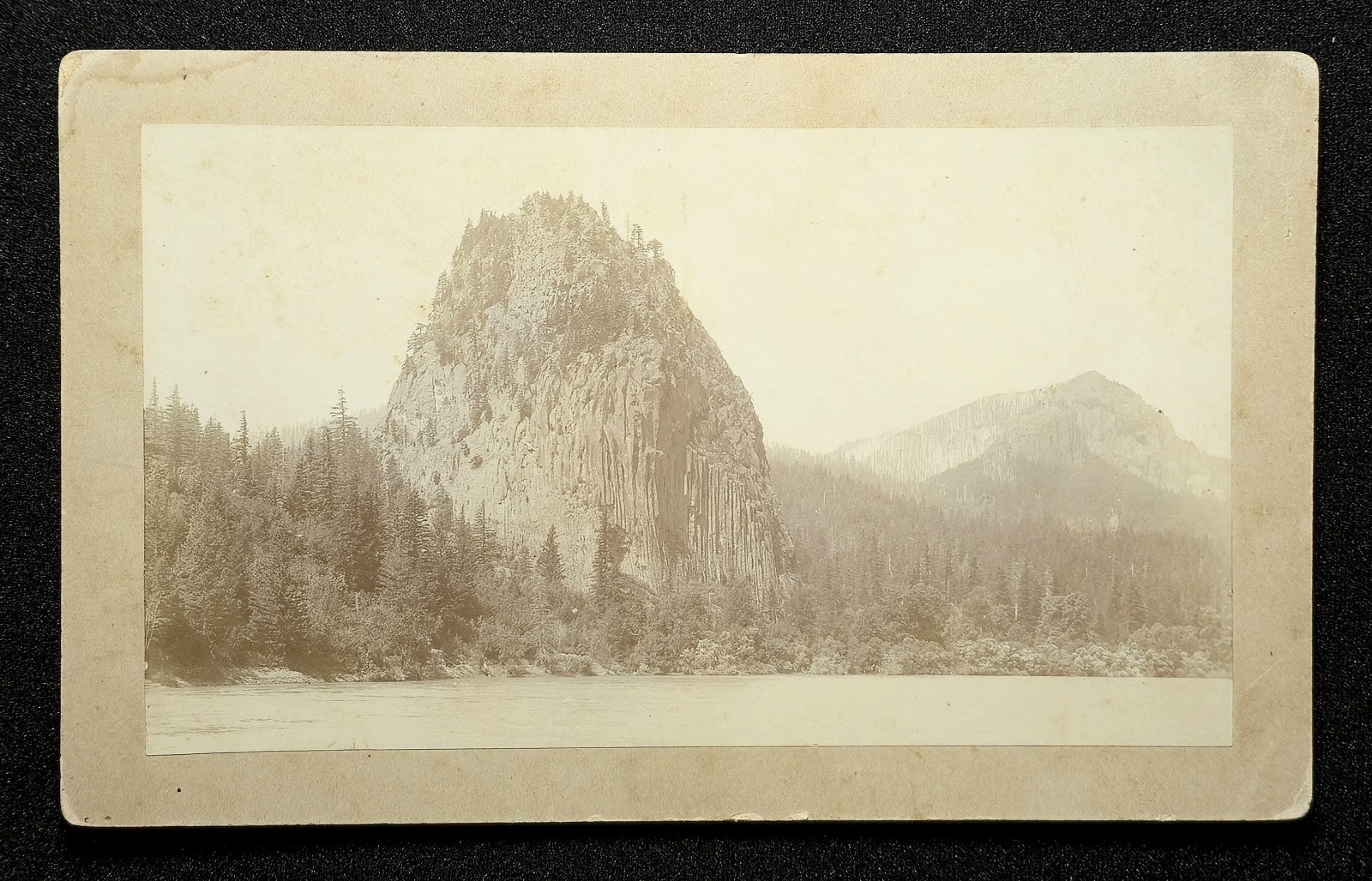 Rare Photo Beacon Rock. Columbia River, Washington. C 1890\'s Benjamin Gifford 