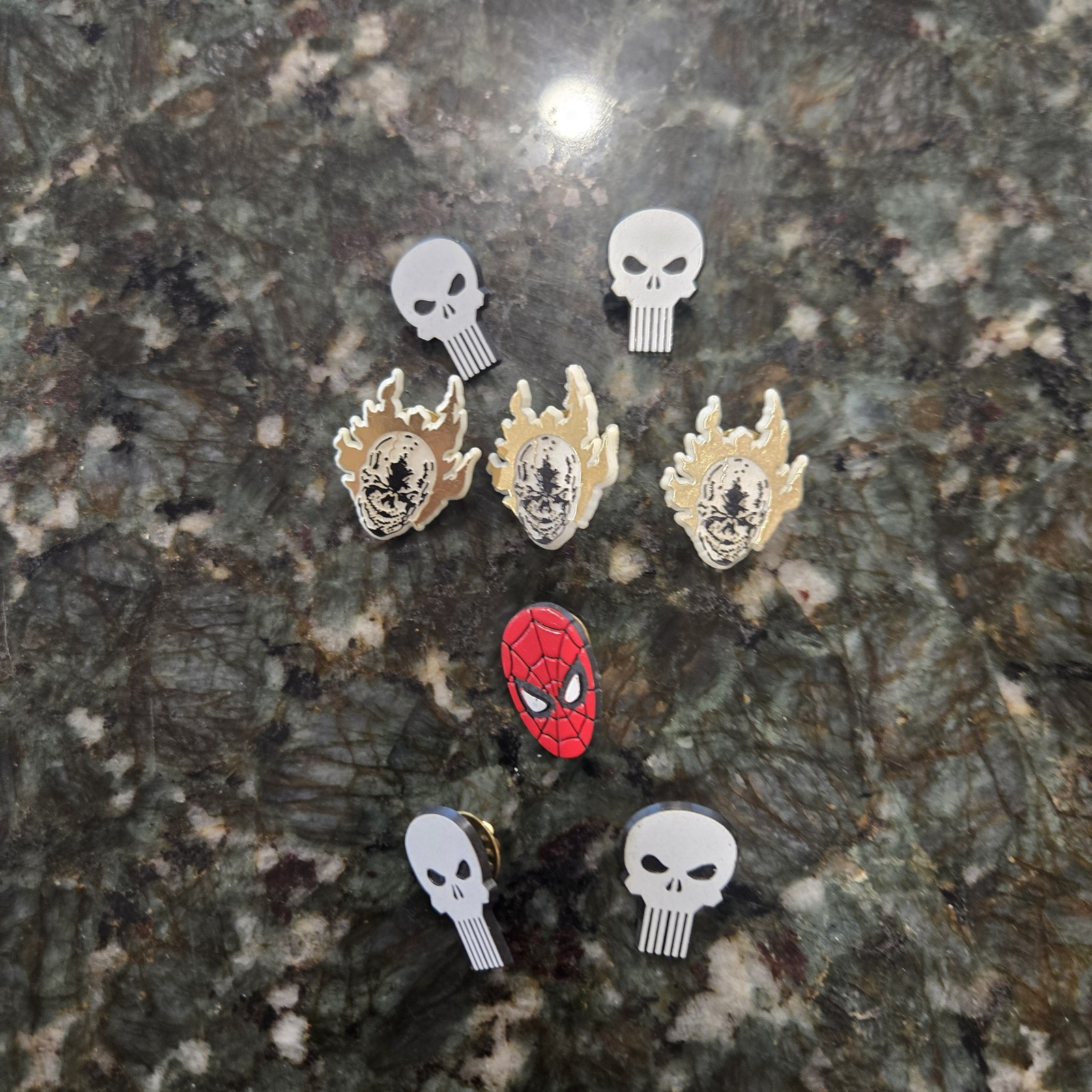 7x Vintage Marvel Pins Spiderman Ghost Rider Punisher 1989 1991 1993 Comic Pin