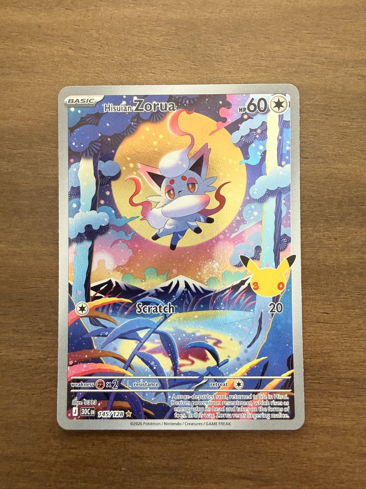 Pokemon: Hisuian Zorua 145/128 - 30th Celebration (30C) - Illustration Rare