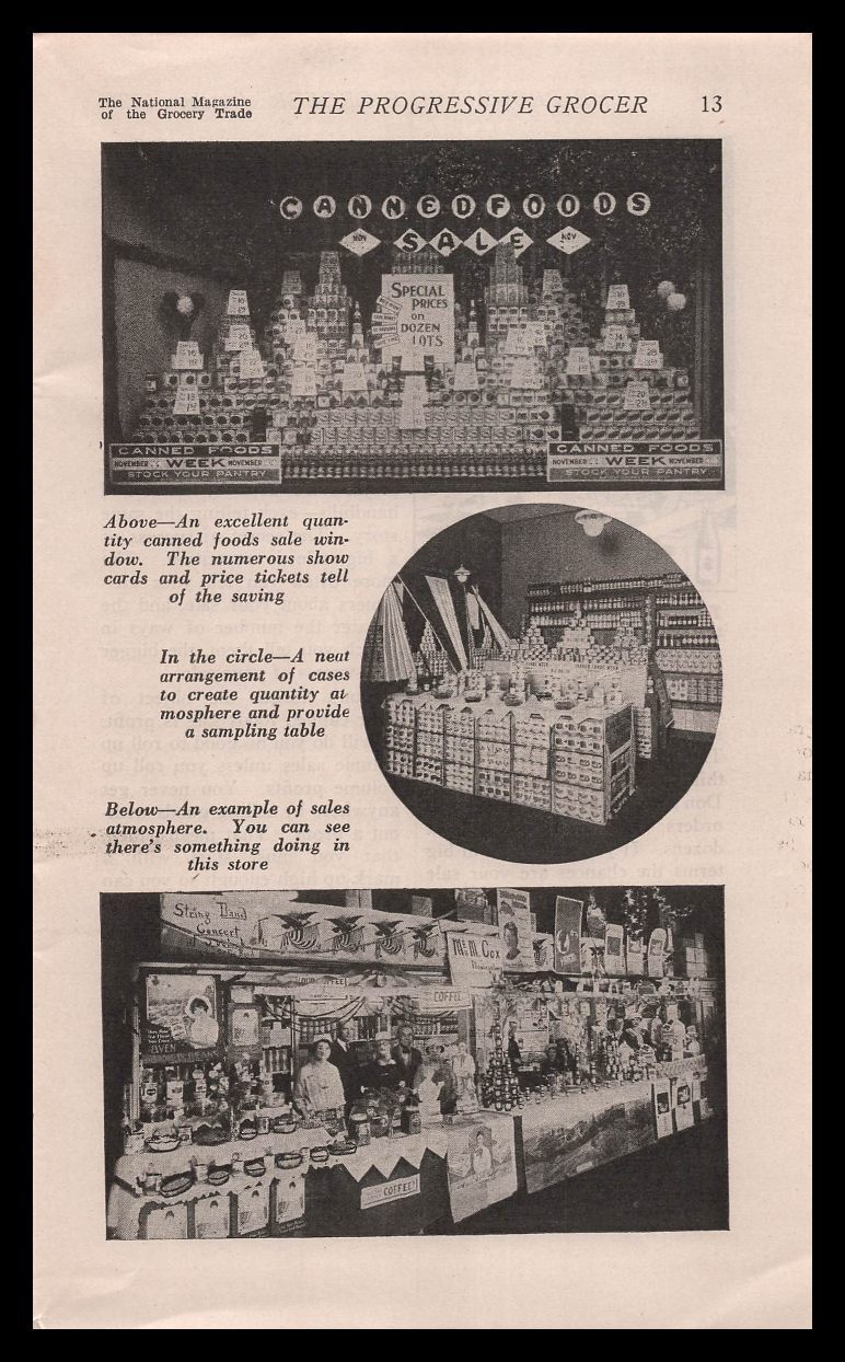 1926 Retail Grocery Store Canned Food Window Display Photos Vintage Print Ad 1926 Retail Grocery Store Canned Food Window Display Photos Vintage Print Ad