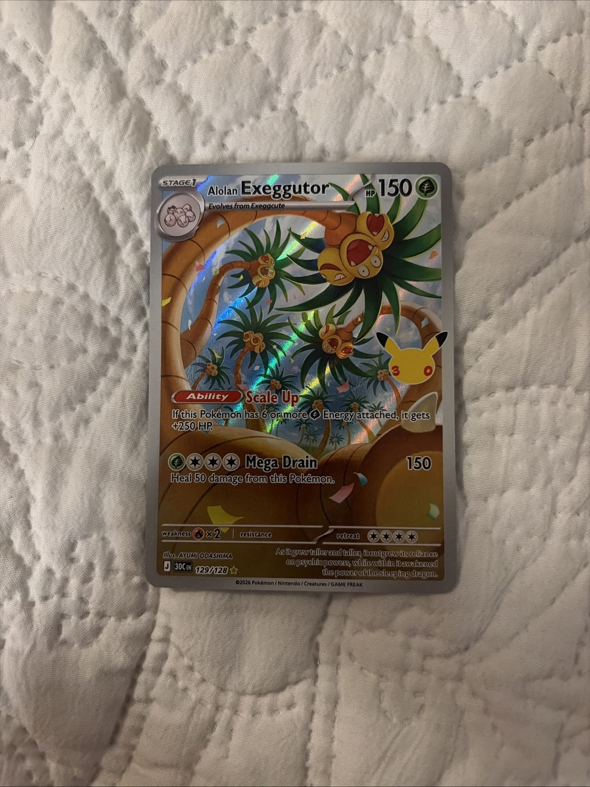 Pokémon TCG 129/128 Ultra Rare Holo English Alolan Exeggutor 150HP
