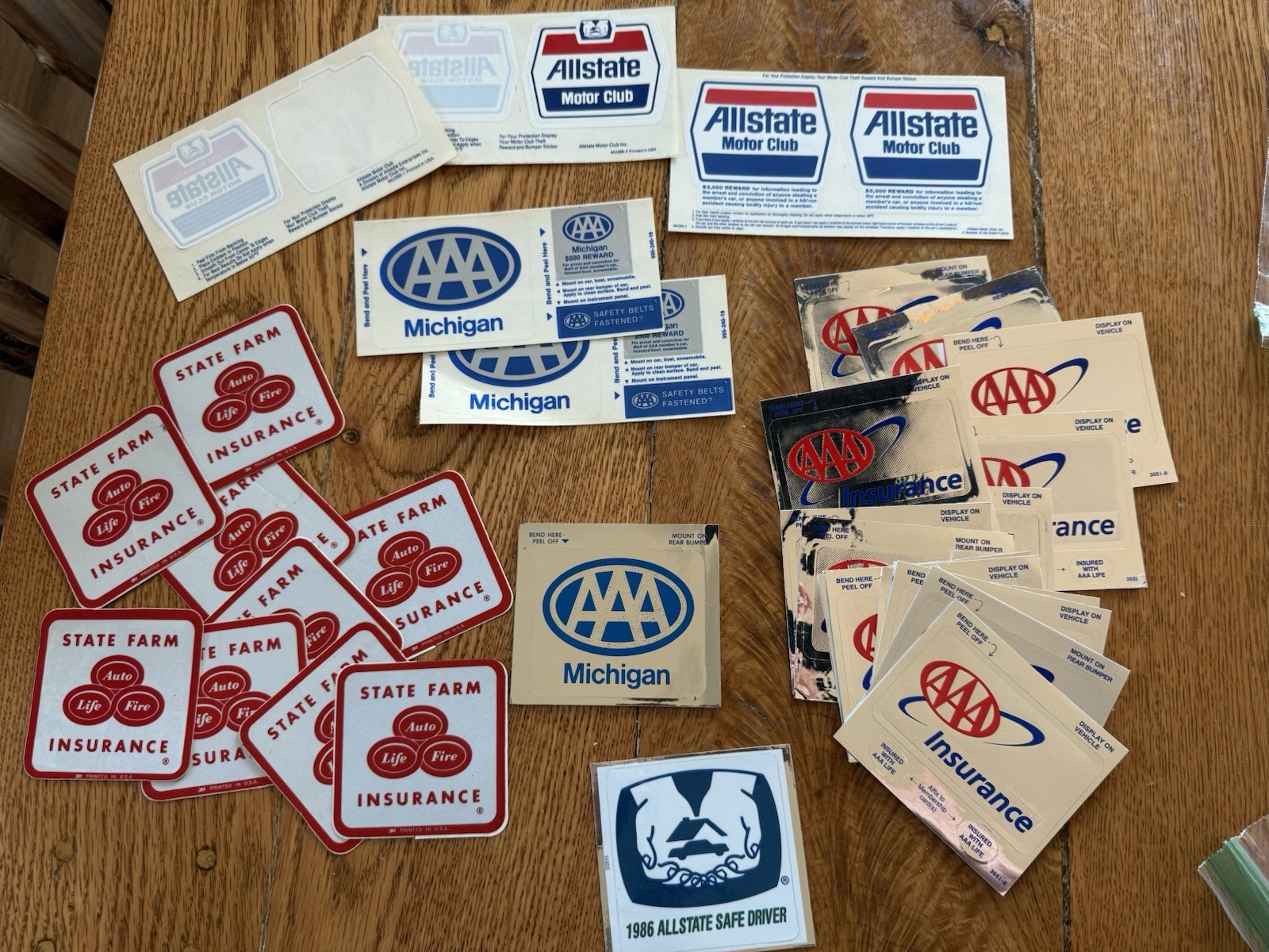 Vtg AAA Decal Sticker Lot Auto Club State Farm Allstate Insurance