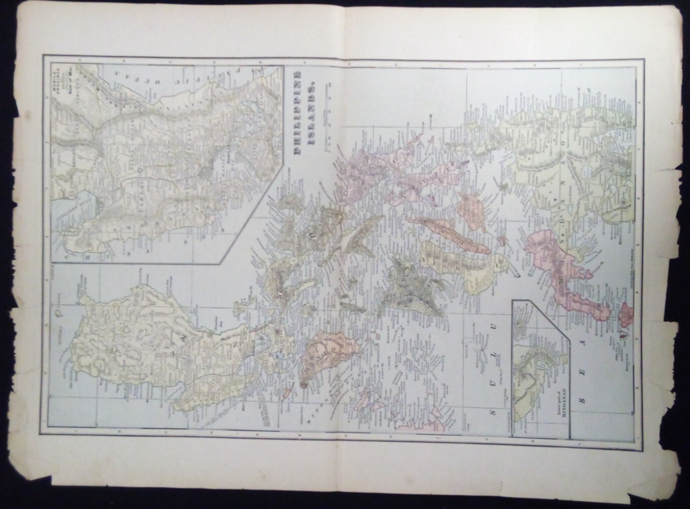 ANTIQUE 1899 MAP HAWAII & PHILIPPINE ISLANDS 24\ ANTIQUE 1899 MAP HAWAII & PHILIPPINE ISLANDS 24\