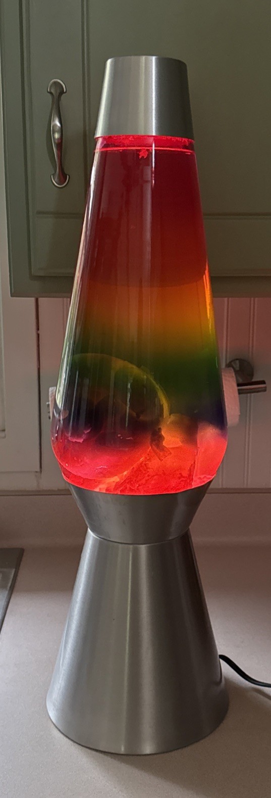 27 Inch Lava Lamp Silver Base & Rainbow Coloring