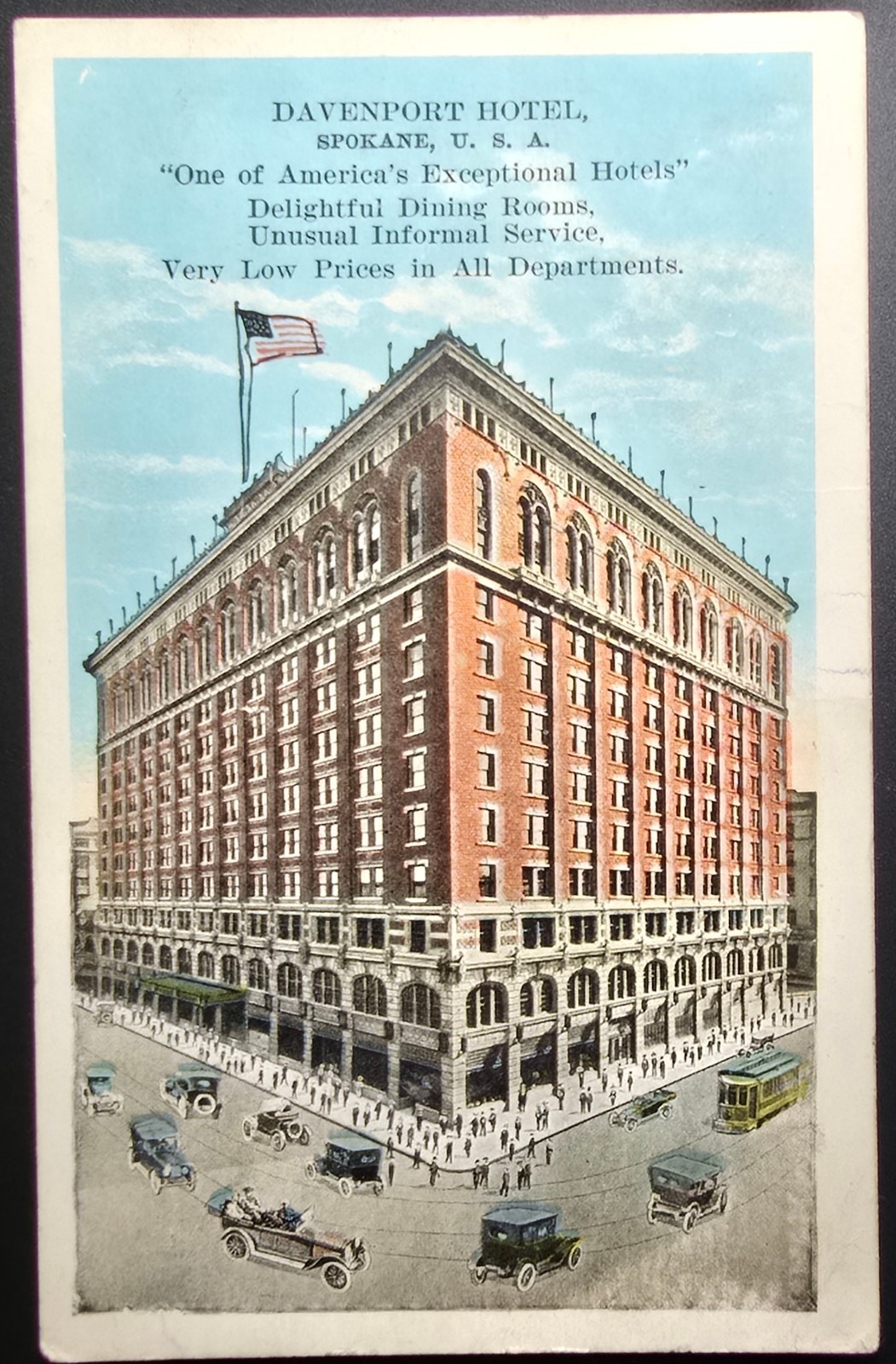 Davenport Hotel Spokane Washington Vintage Postcard Early Kropp View