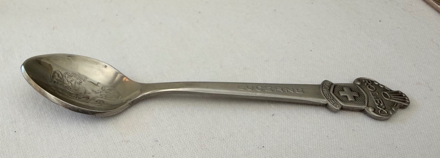 Vintage Rolex Bucherer Switzerland Souvenir Spoon Lucerne Lion CB Silverplate 4\ Vintage Rolex Bucherer Switzerland Souvenir Spoon Lucerne Lion CB Silverplate 4\