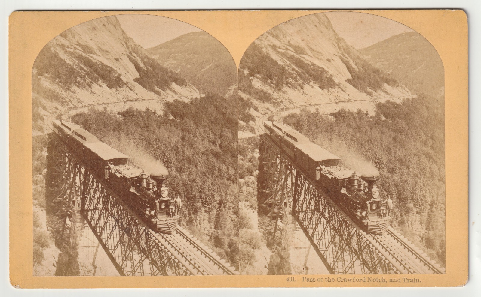 PASS OF CRAWFORD NOTCH - P & O RAILROAD TRAIN - WHITE MOUNTAINS - NEW HAMPSHIRE