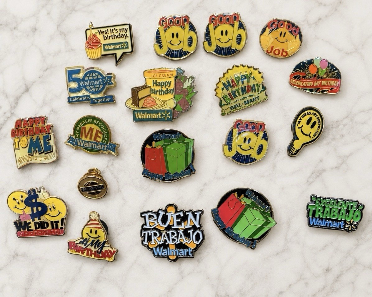 Vintage Wal-Mart Employee Recognition Pinback Pins Lot