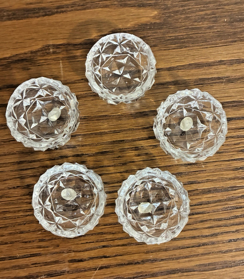 Lot of 5 Vintage Pressed Glass Salt Cellar Dips Clear  Round Made in Japan