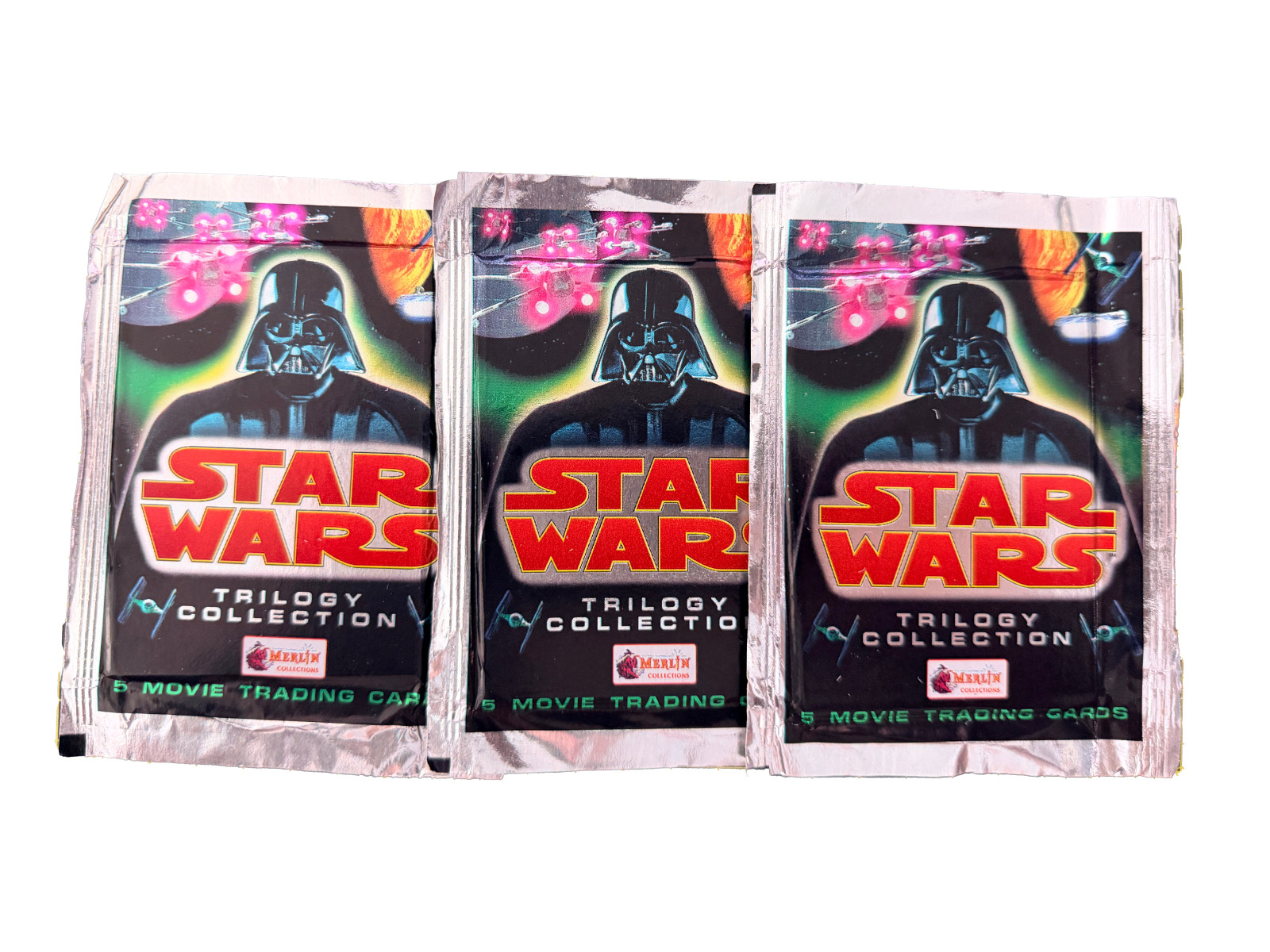 Vintage 1997 Merlin Star Wars Trilogy Collection 3 Sealed Packs