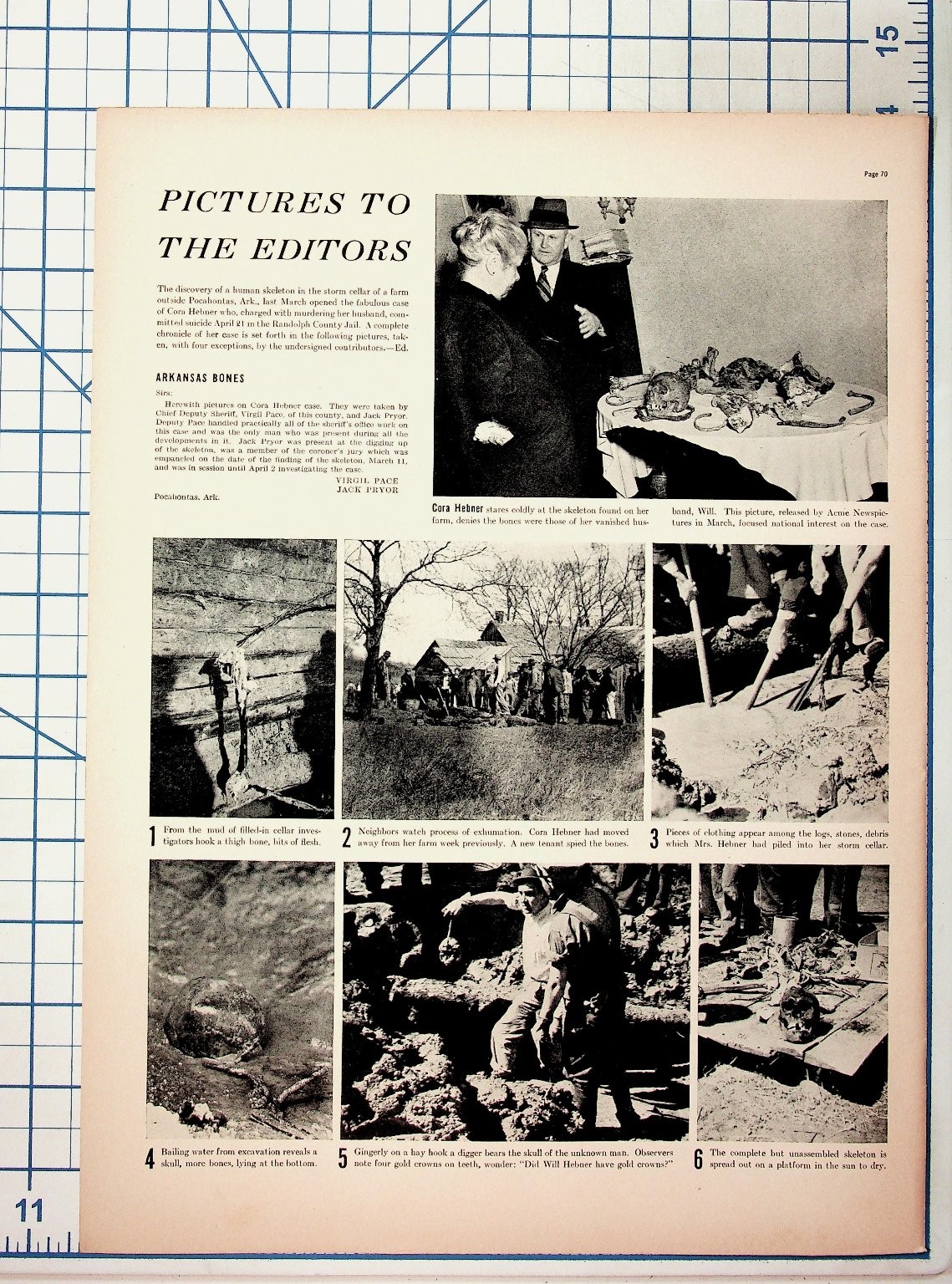 1940s Magazine Article Arkansas Bones Mystery & Vintage Razor Ad Ephemera