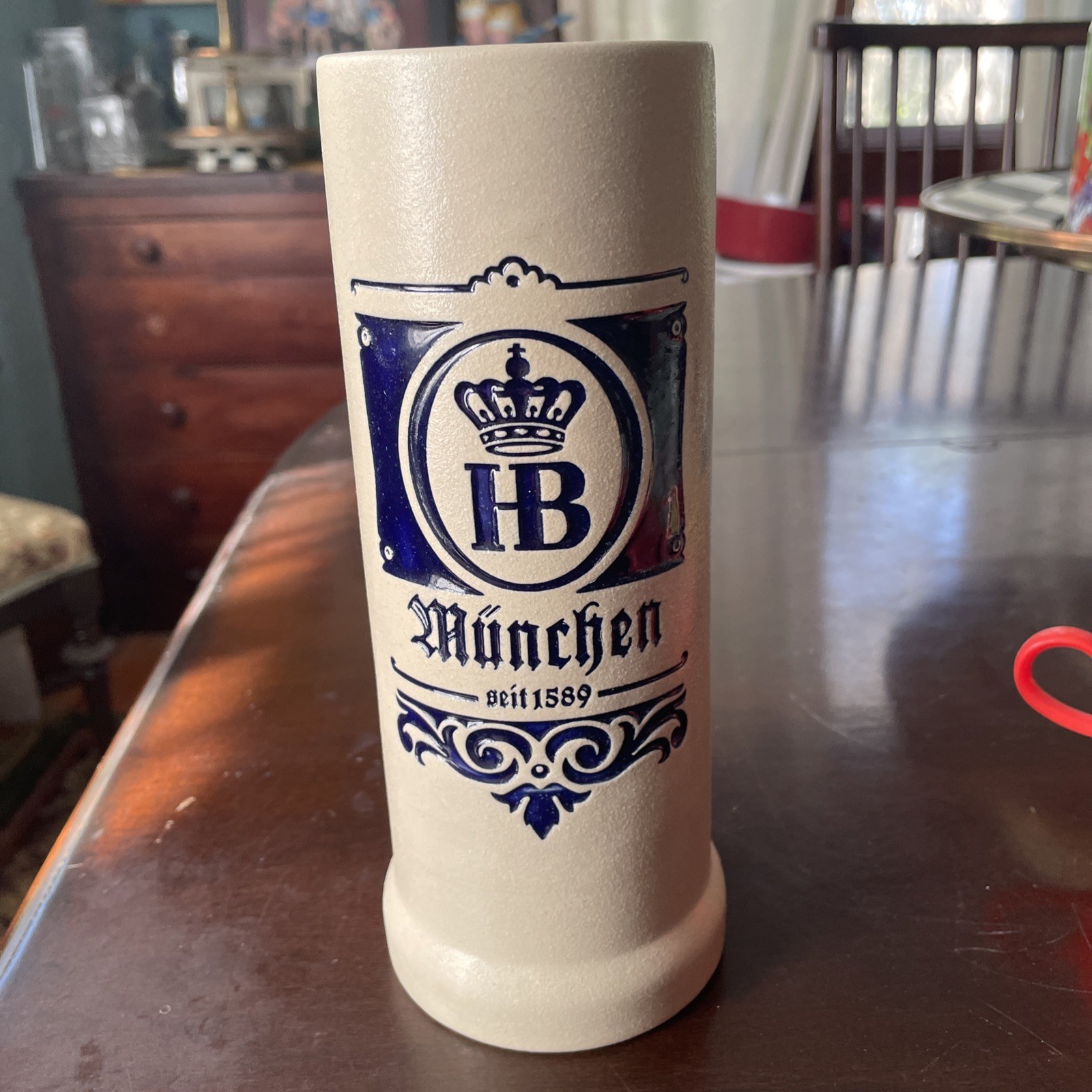 HB München German Beer Stein Mug, Cream & Blue \