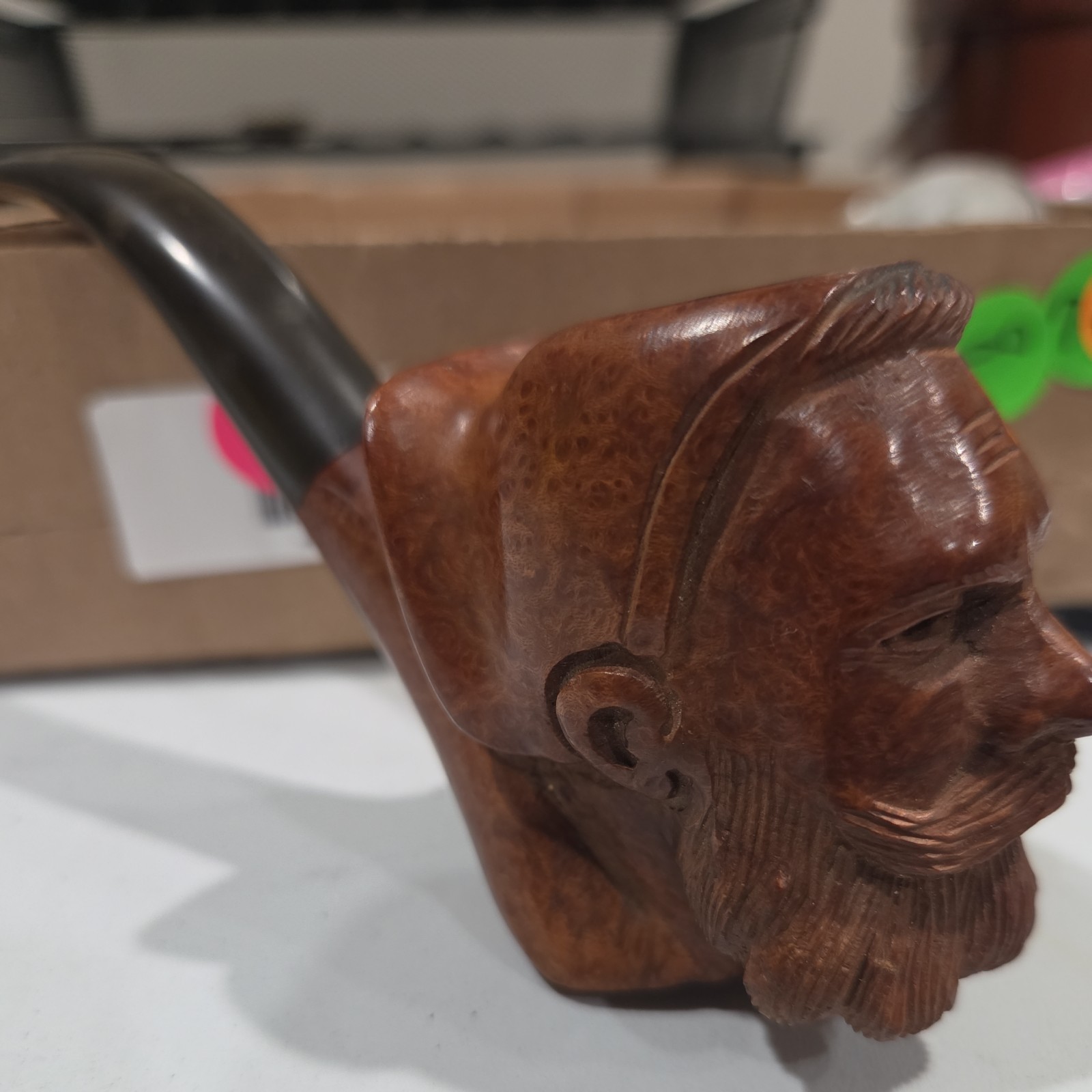 Vintage Real Briar Made In France Hand Carved Man Head Tobacco Smoking Pipe Vintage Real Briar Made In France Hand Carved Man Head Tobacco Smoking Pipe