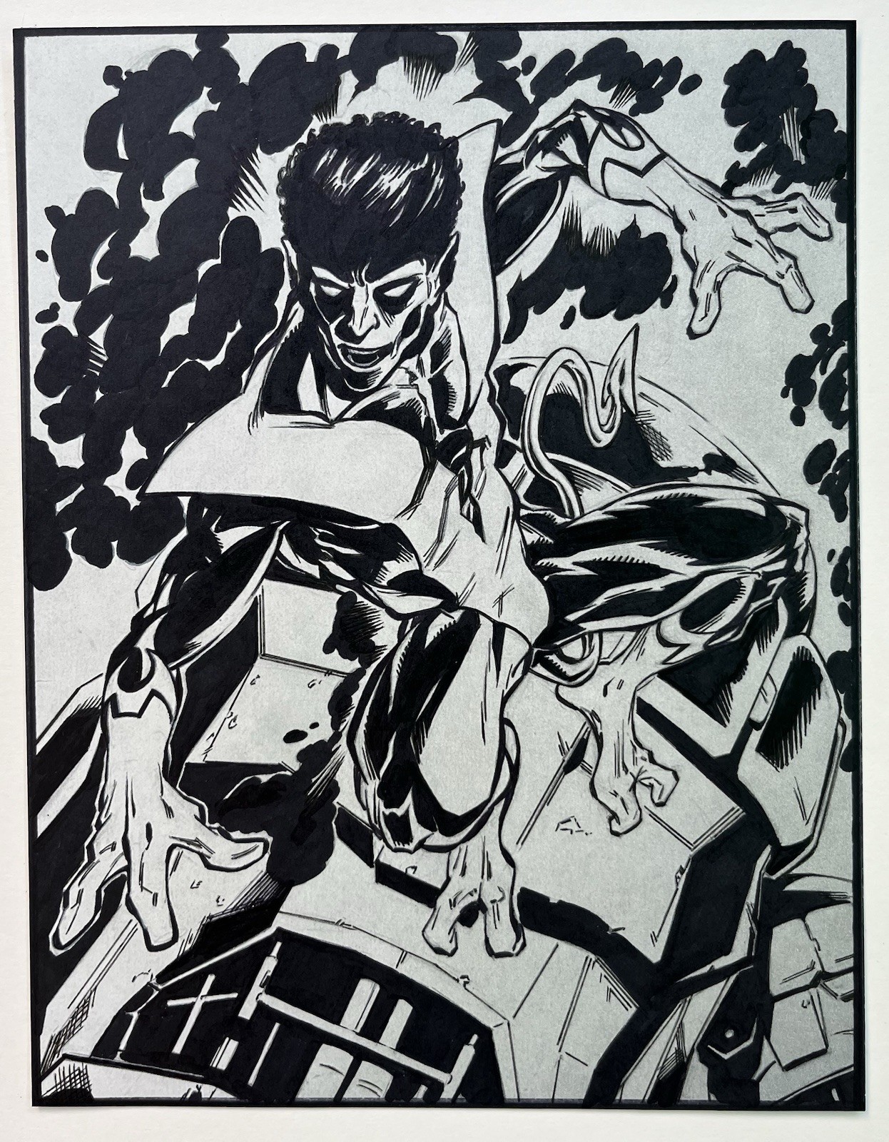 Original Comic Art Pinup Page Night Mutant Fully Inked Published Character