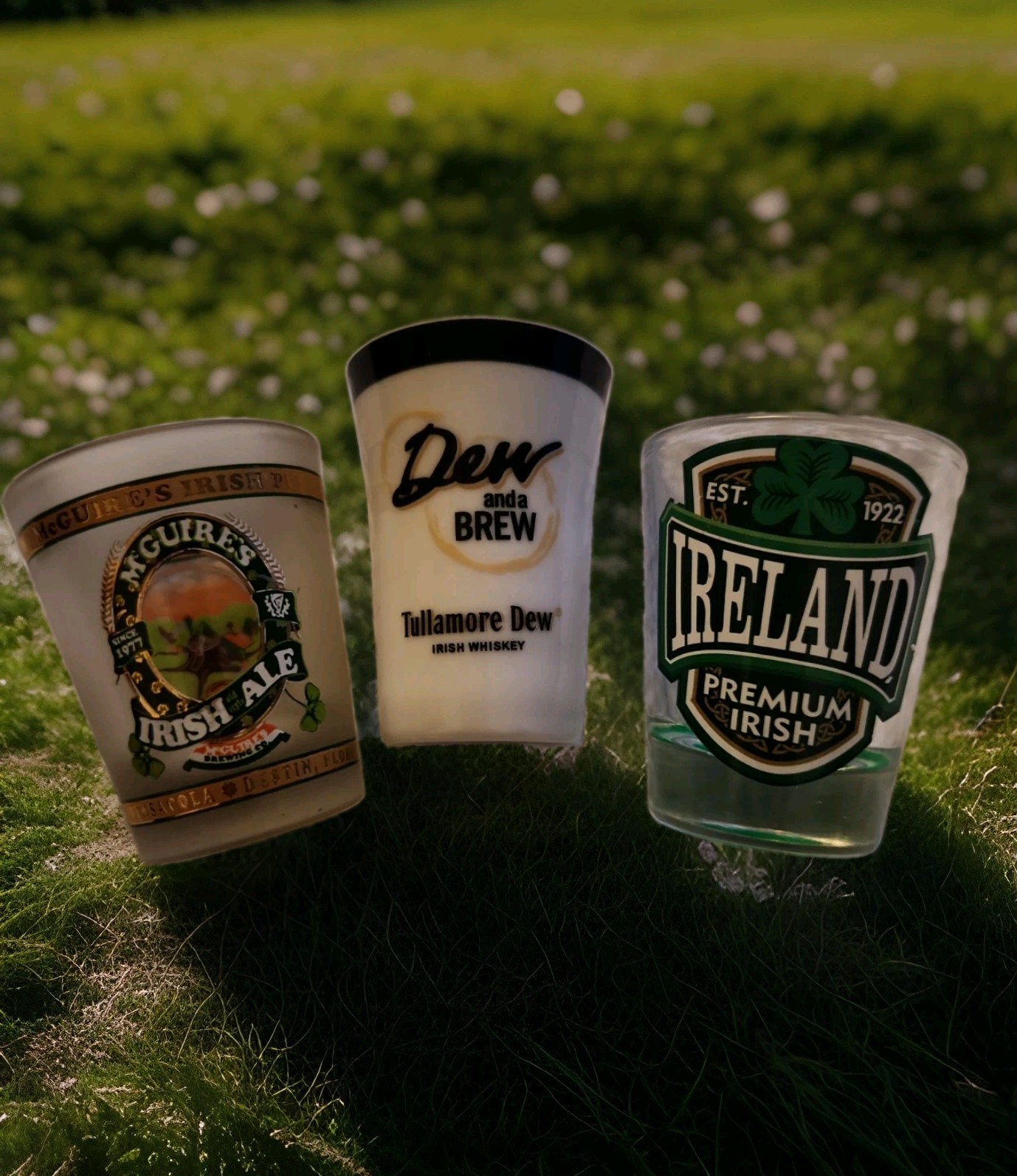 Set of 3 Irish Themed Shot Glasses 