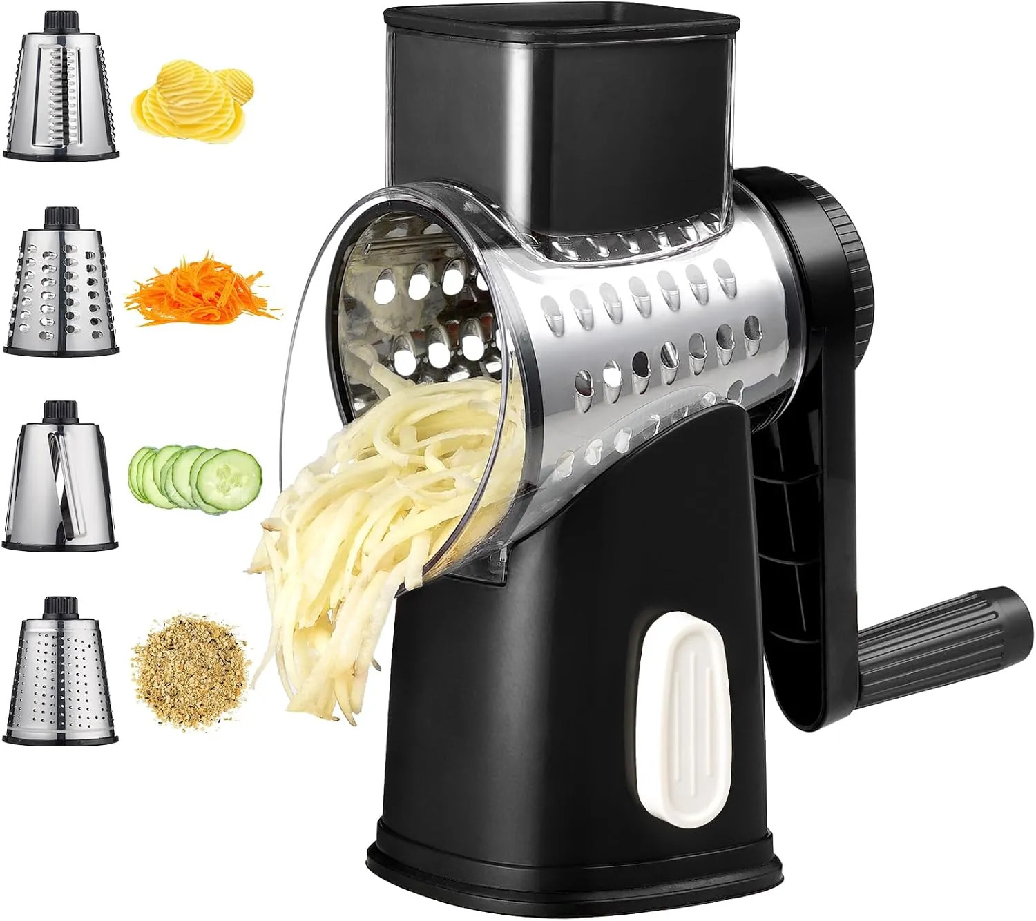Rotary Hand Crank Cheese Grater Vegetable Slicer Shredder Black Kitchen Tool